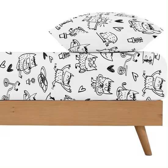 BL BELUM  Bajera Monstre 100% algodón Anna Llenas, bajera 175 hilos - Bajera Extrasuave, confortable y 100% MADE IN SPAIN - 1