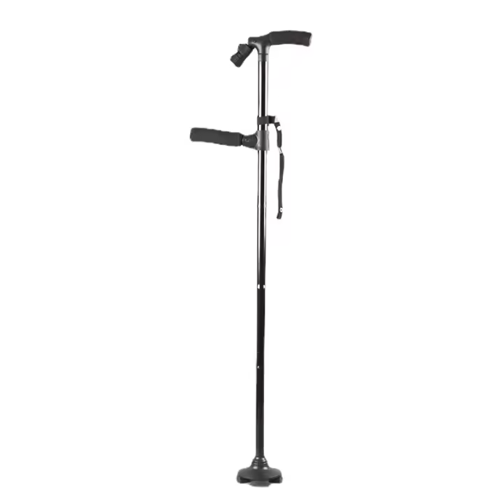Muletas plegables portátiles para personas mayores con luces, asas dobles telescópicas para exteriores, muletas de cuatro patas, andadores inteligentes de aleación de aluminio - 1