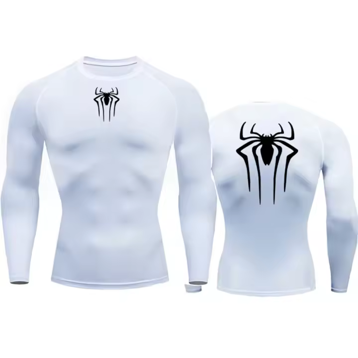 Camiseta De Compresión Para Hombre Con Estampado De Araña Deportiva Fitness Muscular Técnica De Secado Rápido Manga Larga Transpirable Para Gimnasio Y Uso Diario - 1