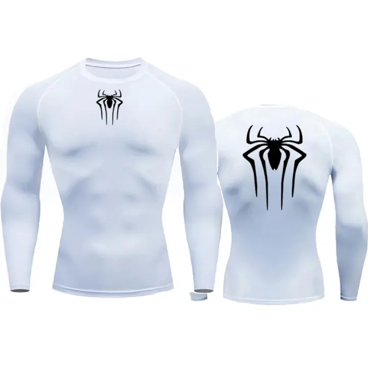 Camiseta De Compresión Para Hombre Con Estampado De Araña Deportiva Fitness Muscular Técnica De Secado Rápido Manga Larga Transpirable Para Gimnasio Y Uso Diario - 1