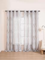 Cortinas Europeas De Encaje GRIS Para Dormitorio Lujo Ventana Sola De Sala De Estar Familia-Cámara Cocina Con Ojo De Búho - details 1