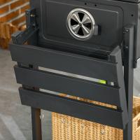 Parrilla de Carbón para Camping with Doble Superficie de Cocción, Rejas Laterales Flexibles, Carro con Estante y Asa Ergónica, Estructura Inxible en Madera de Arce Negro - details 4