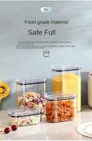 Juego De 4 Botellas Selladas De Gran Capacidad Para Almacenamiento De Cereales Transparente Plástico Resistente Al Humo En La Cocina - details 3