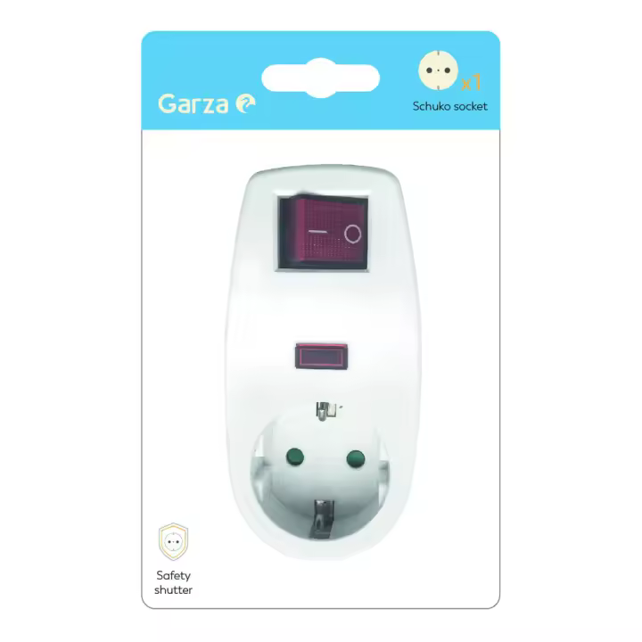 Adaptador Schuko con Interruptor + Protección - Garza - 1