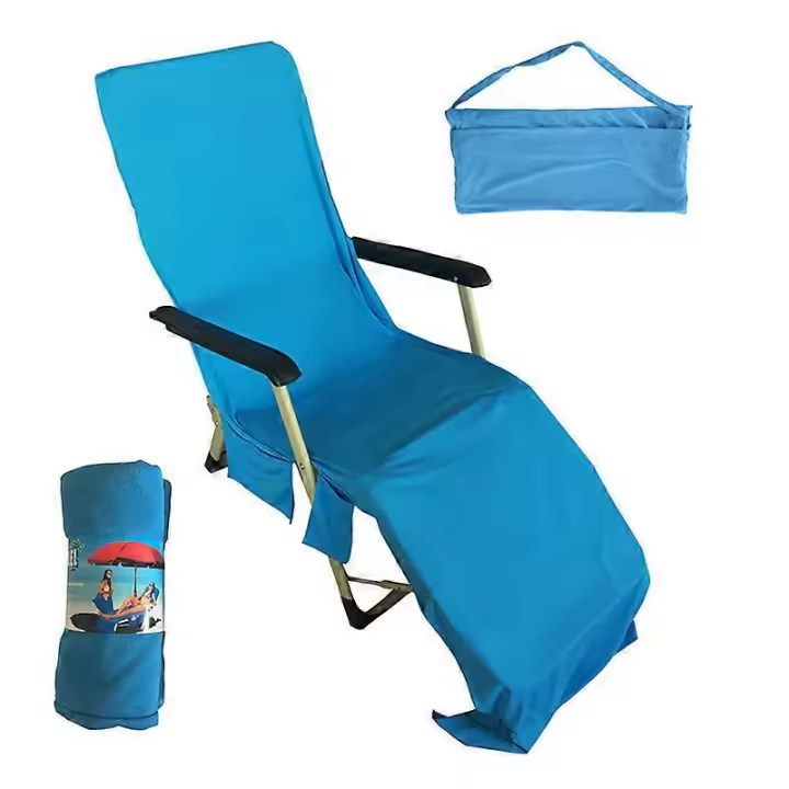 Microfiber Sunbath Tumbona Cubierta de La Silla Toalla Playa Secado con Bolsos para Vacaciones Nuevo - 1