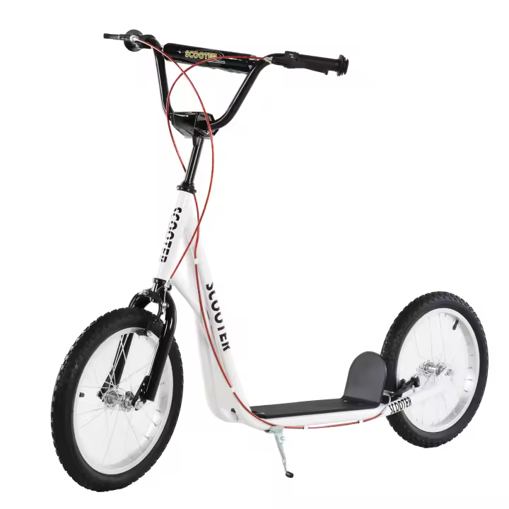 HOMCOM Scooter Patinete para Niños +5 Años y Adolescentes con Manillar Ajustable en Altura 2 Neumáticos de Caucho Inflable con Doble Freno y Ruedas 16" Carga 100 kg 139x58x90-96 cm - 1