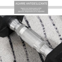 HOMCOM Juego de Mancuernas de 10kg con Barra de Conexión Metálica y Cabeza Hexagonal Juego de Pesas 20kg Total para Entrenamiento en Casa Gimnasio Oficina Negro y Plata - details 4