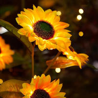 Lámparas Solares De Jardín Con 3 Cabezas Luz De Noche Exterior Impermeable LED Estilo Girasol Para Decoración De Hogar Y Paisaje - details 3