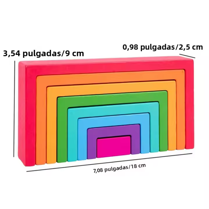 Juego De Colores Montessori De Madera Con 8 Capas Juguete De Pila De Bloques Coloridos Para Reconocimiento De Colores Y Construcción Para Niños De 4 a 6 Años - 1