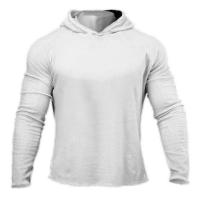Camiseta De Manga Larga Para Hombre Con Capucha Estilo Fitness Tejido De Algodón Y Poliéster Corte Slim Para Gimnasio Y Bodybuilding - details 5