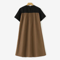 ZANZEA Vestido Corto De Verano Para Mujer Estilo Coreano Colorblock Patchwork Con Bolsillos Grandes Y Manga Corta Moda Casual Vacaciones - details 9