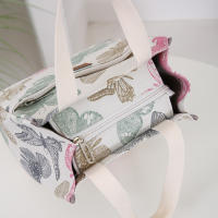 Nueva Bandolera De Lona Con Estampado Floral Bolsa De Almuerzo Portátil Con Varios Bolsillos Y Cierre De Cremallera Para El Día a Día - details 10