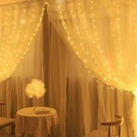 Luces De Cadena LED Para Cortinas 3x3/2/1m Luz Cálida Control Remoto Decoración De Navidad Boda Y Hogar Guirnalda Farolillos - details 6