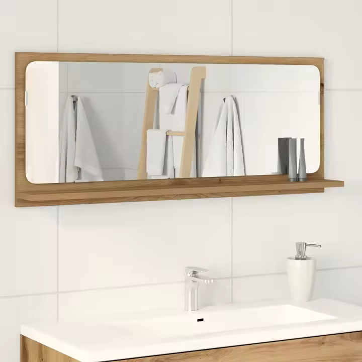 Espejo de baño vidaXL de roble artesanal de 90x10,5x37 cm - 1