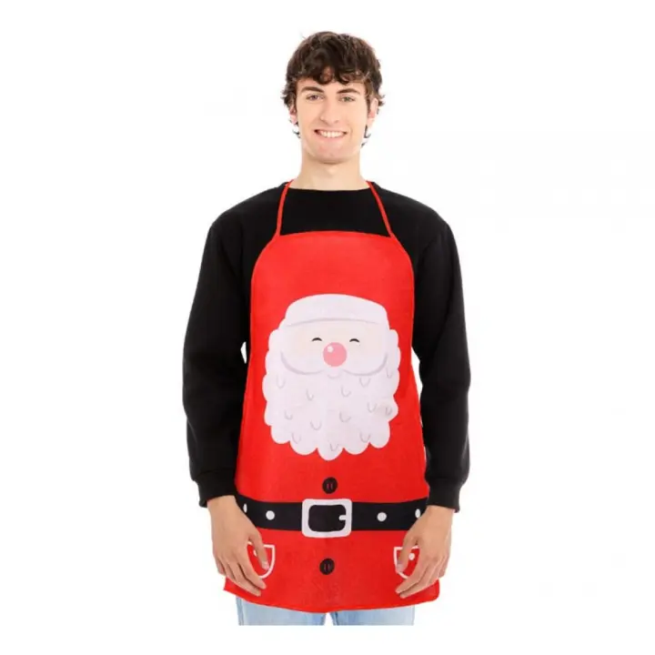 Partilandia Delantal Navideño de Papá Noel rojo de 52X72 cm - 1