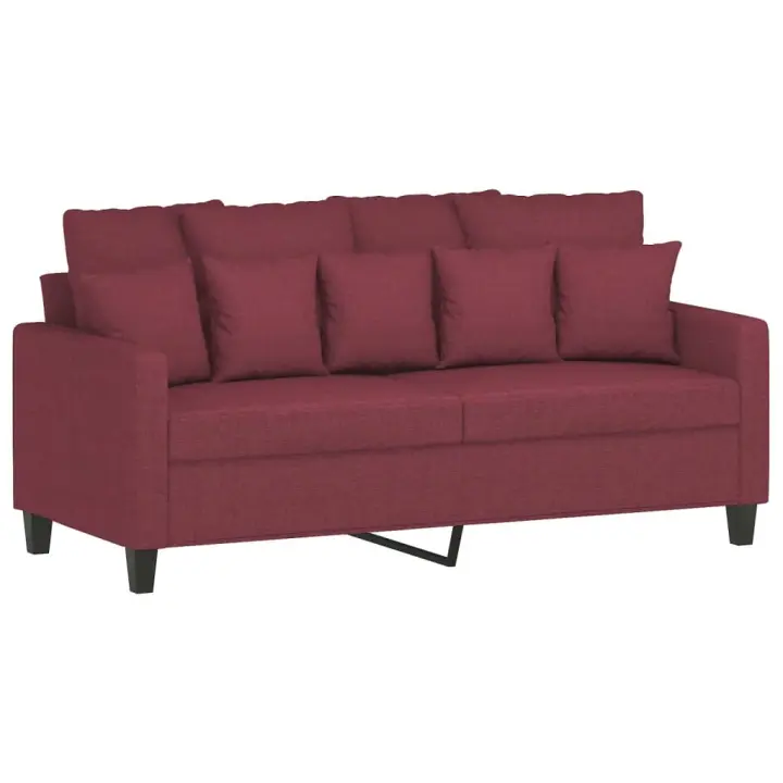 vidaXL Sofá de 2 plazas de tela rojo tinto 140 cm - 1