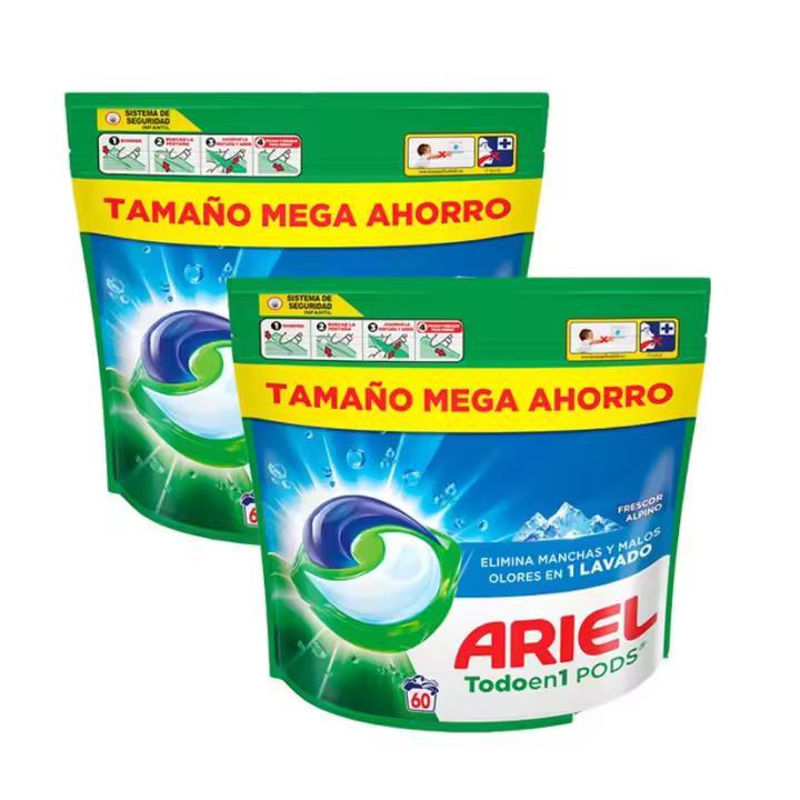 Ariel | Todo En Uno Pods, Detergente Líquido Para Lavadora,  Frescor De Los Alpes, Increíble Poder Quitamanchas Desde El Primer Lavado, Incluso En Frío, 120 Lavados - 1