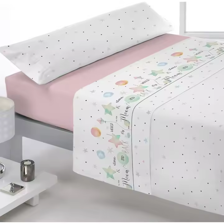 REIG MARTI Juego DE SÁBANAS de verano para todo el año COSMOS Rosa - 1