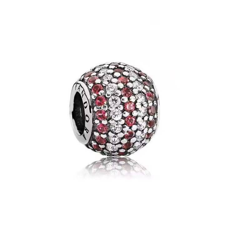 Charm Pandora Pavé Rojo y Blanco 791172CZR - 1