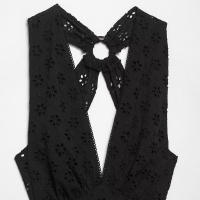 Willshela Vestido Midi De Encaje Negro Para Mujer Estilo Vintage Con Cierre De Cremallera Y Hombros Descubiertos Vestido Elegante Sin Mangas De Corte A-Line V-Neck - details 3