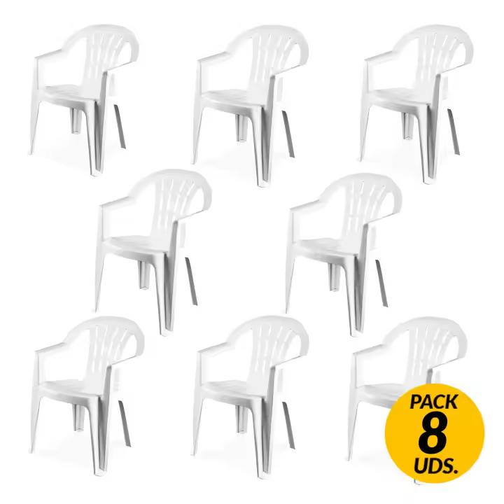 Pack 8 sillas de jardín Casablanca apilables blanco 78x55x59 cm - 1