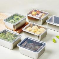 Caja De Almacenamiento De Alimentos Para Nevera Con Tapa De Plástico Acero Inoxidable Y Plástico Para Mariscos Frutas Verduras Caja De Picnic Moderna - details 9