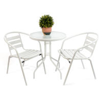 The Secret Home - Set de 2 Sillas y Mesa Redonda de Metal para Jardín - Mobiliario de Exterior para Balcón, Terraza y Jardín - 3 Colores - details 0