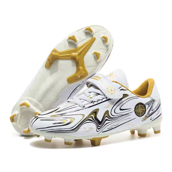 Zapatillas de fútbol para interior y exterior para niño y niña, doradas, talla grande 5 - 1