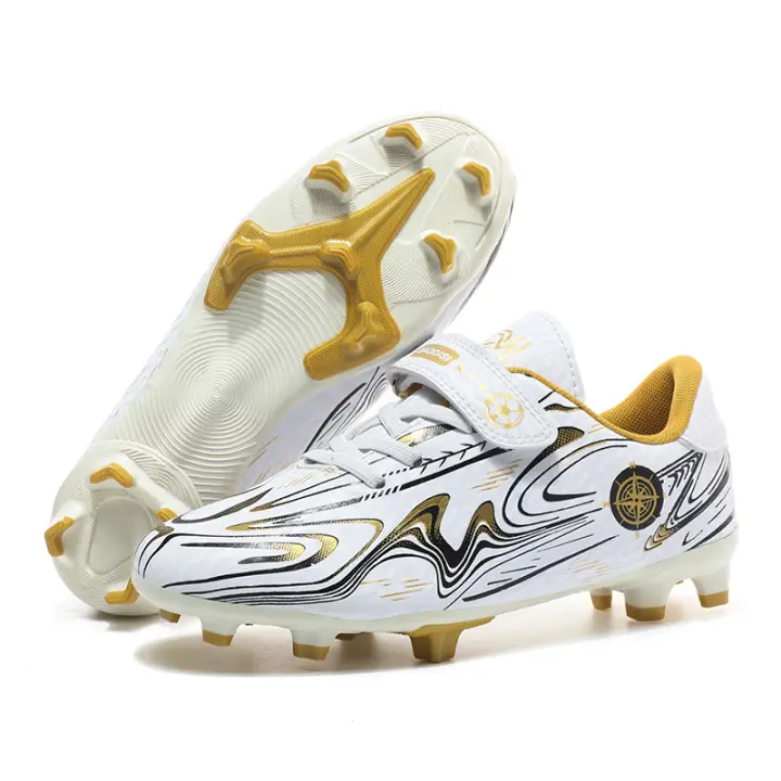 Zapatillas de fútbol para interior y exterior para niño y niña, doradas, talla grande 5 - 1