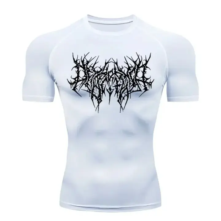 Camiseta De Compresión Para Hombre Con Estampado De Espinas Fitness Running Verano Secado Rápido Manga Corta Deporte Rash Guard - 1