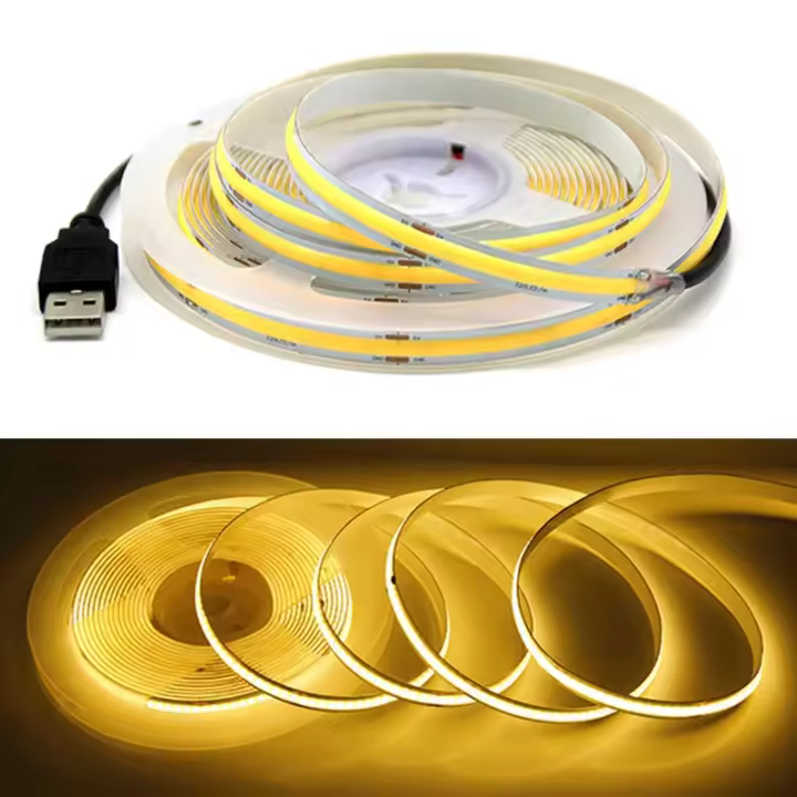 Tira De LED COB USB DC 5V 320Leds/M Luz De Armario TV Retroiluminación Flexible En Rojo/Pink/Blanco/Azul Hielo/Naranja Para Sala De Estar - 1