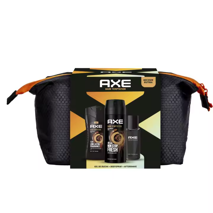 Axe Neceser Regalo Dark Temptation Desodorante + Gel de Ducha + Aftershave. Higiene y cuidado personal para hombre - 3 productos - 1