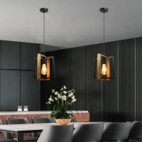 American Chandelier Lámpara Retro De Hierro Y Madera Pendente Para Barra Y Restaurante Luz Colgante Creativa Doméstica Aparato De Iluminación - details 2
