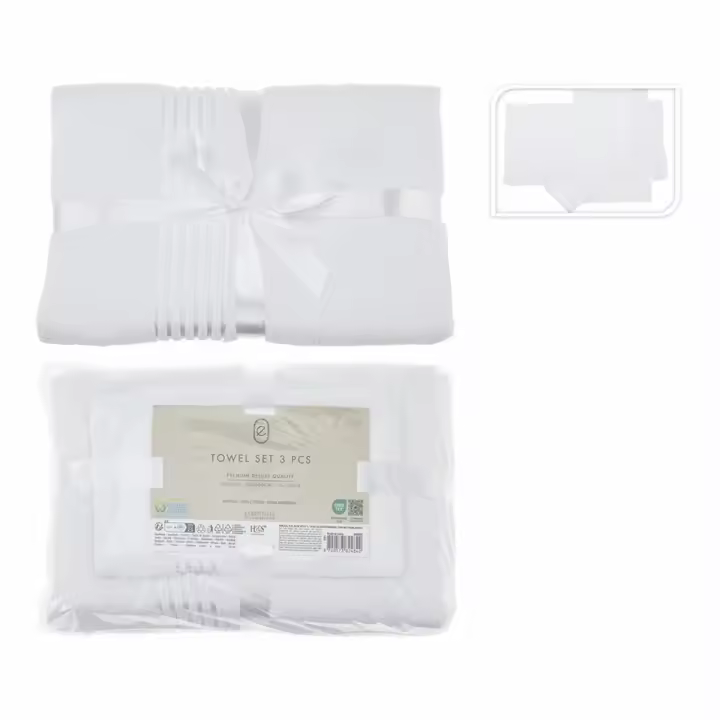 Juego de Toallas Essentials Blanco (3 Piezas) - 1