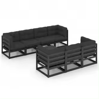 VIDAXL 3076423 juego de muebles con sofás y mesa para exterior de madera de pino negro vida xl - 1