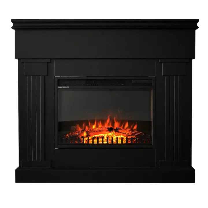 TempoStyle-Chimenea Eléctrica Negra VARMA | Calefacción Independiente 750/1500 W | Chimenea de piso de Bajo Consumo y con comando a Distancia, temporizador, termostato y efecto de llama 3D - 1