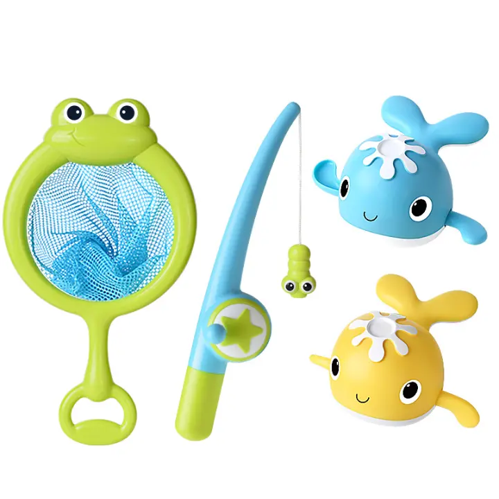 Juguetes Baño Bbebe,6 Piezas Juguetes Agua Bebe, Juego de Pesca con Red de Pesca para 1-4 Año Niños - 1