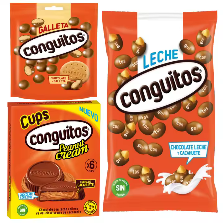 Pack Conguitos leche bolsa 1kg, galleta leche doyp 120g, cups leche pack 3x34g - 1