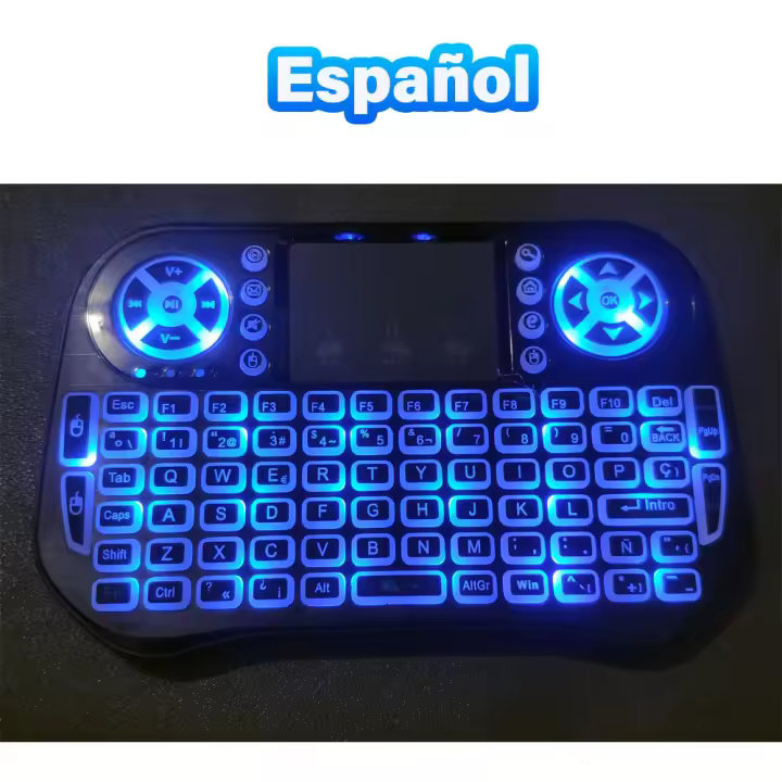 Teclado Inalámbrico Bluetooth Mini Con Iluminación Retroiluminada 2.4G USB Para Android TV Box PC En Inglés Ruso Francés Español Portugués Árabe Hebreo - 1