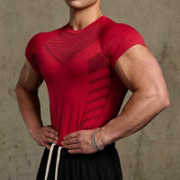 Camiseta De Gimnasio Para Hombres Alta Elasticidad Fitness Rápido Secado Manga Corta Deportes T-Shirt Apretada Para Correr - details 6