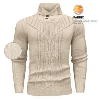 Suéter De Punto Para Hombre Invierno Cuello En V Casual Con Botones Color Sólido Ternura De Lana Suave Estilo Clásico Pullover De Ochenta Y Seis Piezas - details 1