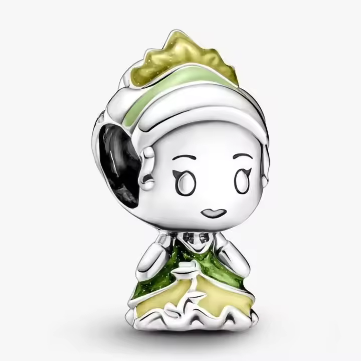 Pandora Charm de Colgante en Plata de Ley Serie de Disney, La princesa Tiana y el príncipe sapo 799510C01，Incluye Caja Original - 1