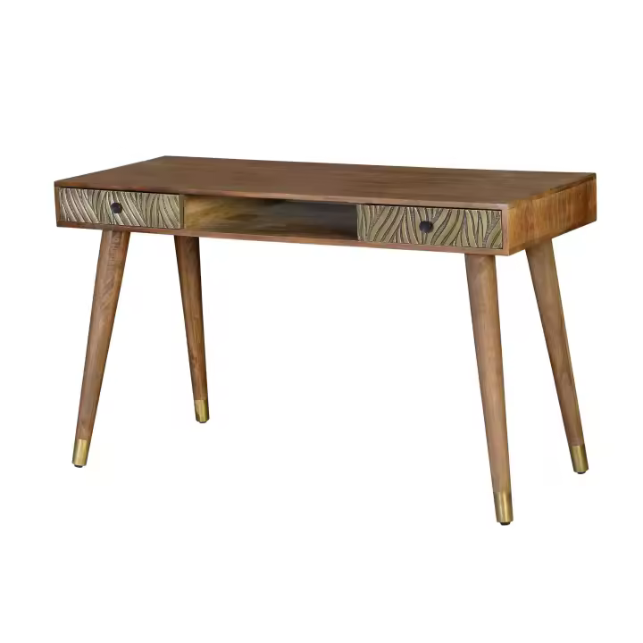 Escritorio en madera de mango y detalles en bronce - 1