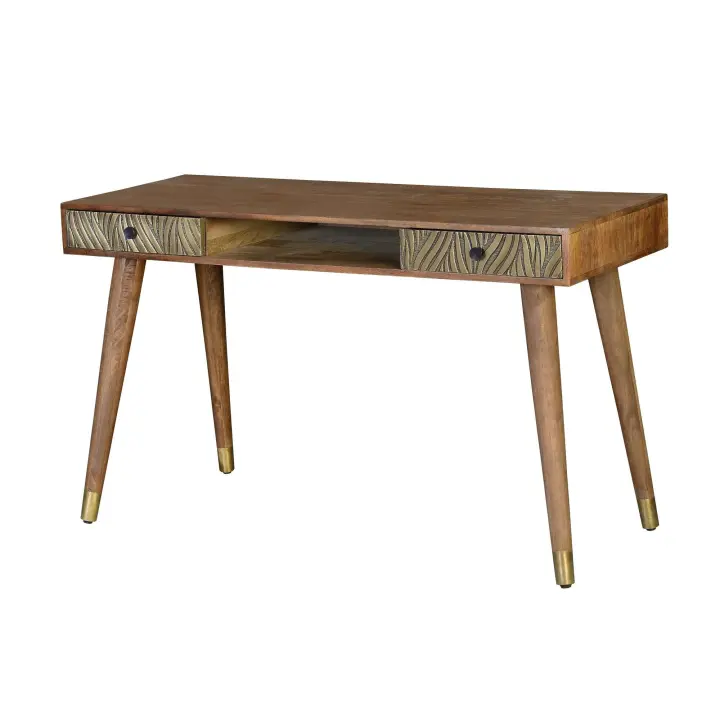 Escritorio en madera de mango y detalles en bronce - 1
