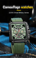 Reloj De Cuarzo Para Hombre MEGIR Con Cronógrafo Y Luz Propia Pantalla Cuadrada Resistente Al Agua Y Al Aire Libre Correa De Silicona Moda Casual - details 0