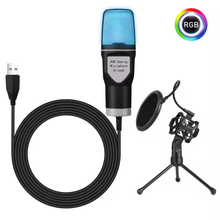 Micrófono Profesional Para Juegos De Computadora Condensador USB Para Streaming En Vivo Podcast Estudio Micrófono Karaoke Kit De Microfonos Para PC Y Portátil - 1