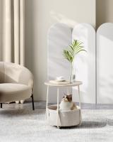Mesa Auxiliar Redonda con Cesta de Tela - Espaciosa Mesa Lateral para Salón, Dormitorio o Mesita de Noche, Estilo Moderno, Disponible en Varios Colores - details 8