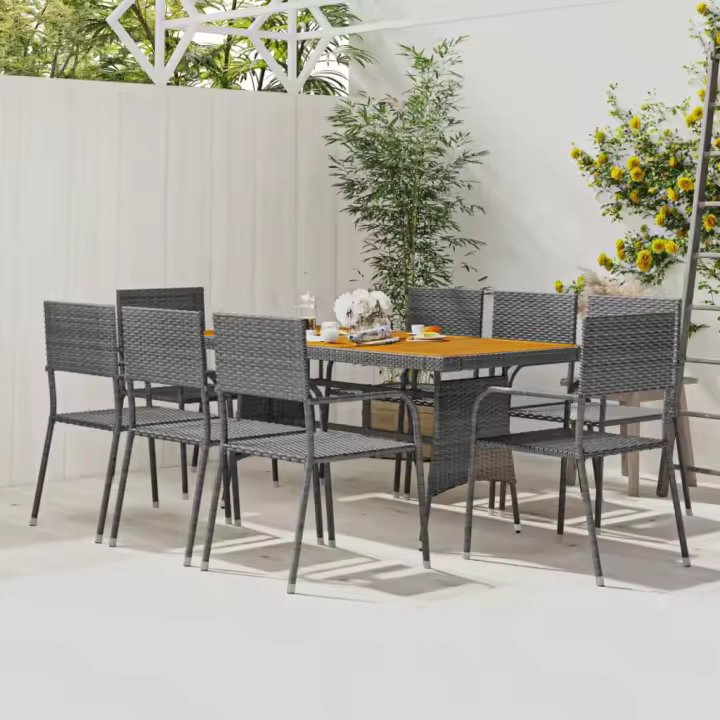 vidaXL Juego de comedor de jardín 9 piezas ratán sintético gris - 1