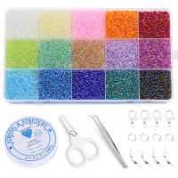 Kit De Cuentas De Vidrio Transparente 11/0 Variedad De Tamaños 2 3 4mm 15 Colores Para La Creación De Joyas DIY Pulseras - details 0