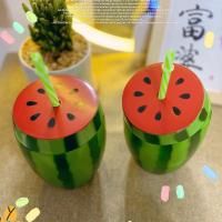 Botella De Agua Con Pajita De Plástico Multicolor Fruta De Dibujos Animados Regalo Sandía Limón Fresa Piña Deporte Y Salud - details 16